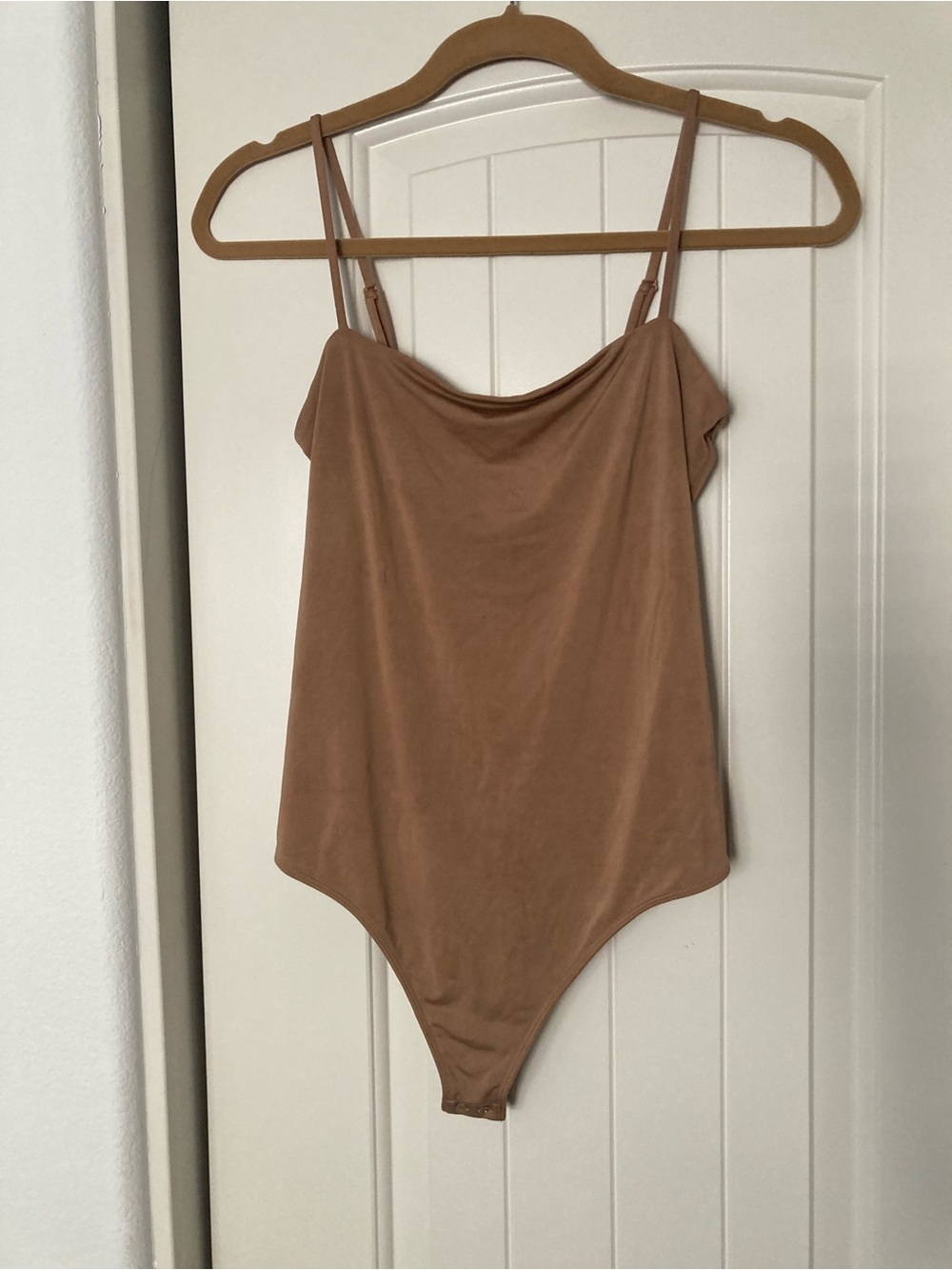 Express Body Contour Square Neck Cami Bodysuit Tan Size S
